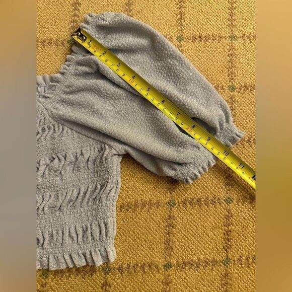 Urban Outfitters silver flecked  cropped top w smocking and puff sleeves S - Picture 4 of 10